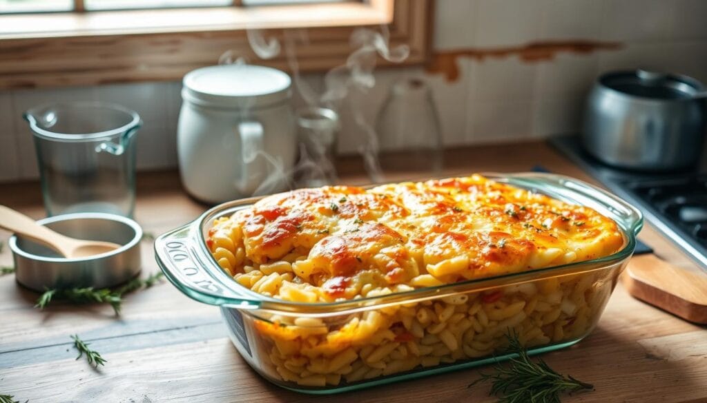 easy chicken orzo bake