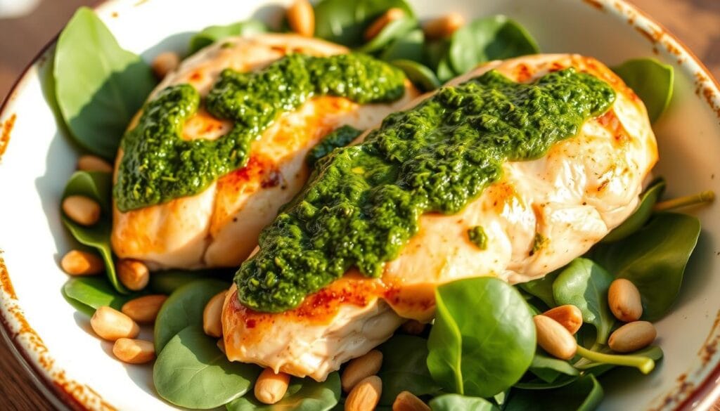 easy baked pesto chicken